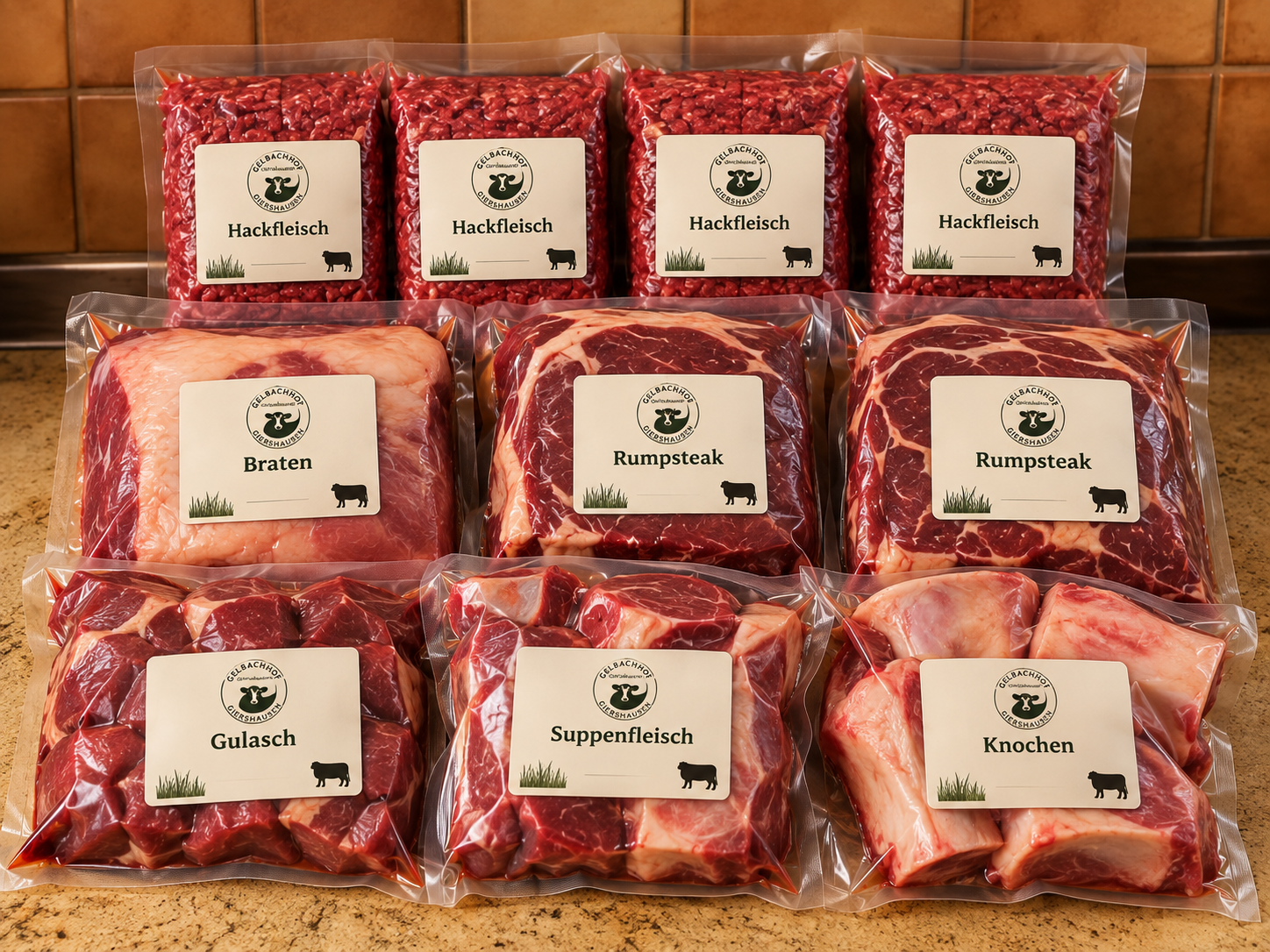 Familienpaket mit 12 kg Rindfleisch vom Gelbachhof